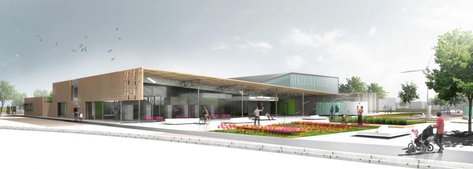 Médiathèque de Méricourt par Jérôme de Alzua Architecture avec l'Atelier 9.81. © Atelier 9.81