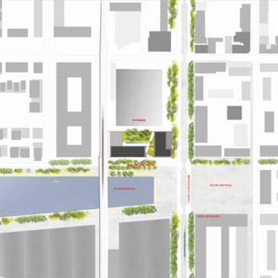 Ilot P à Lyon par Mateo Arquitectura et Dominique Perrault Architecture. PLAN MASSE +claro 400x400