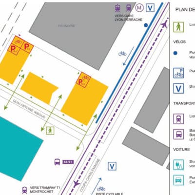 Ilot P à Lyon par Mateo Arquitectura et Dominique Perrault Architecture. Esquema Zona Feerea 400x400