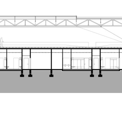 Stadium du littoral à Grande-Synthe par Olgga architectes Stadium Coupe Longitudinale Longitudinal Section Olgga 400x400