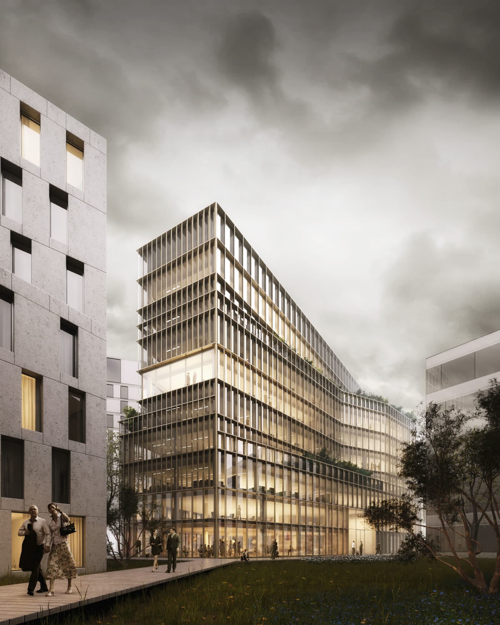 Immeuble de bureaux Ya à Boulogne-Billancourt par Studioninedots. © A2Studio