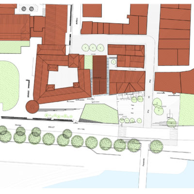 La Passerelle à Trévoux par Pierre Vurpas et Associés Architectes. Plan De Masse 400x400
