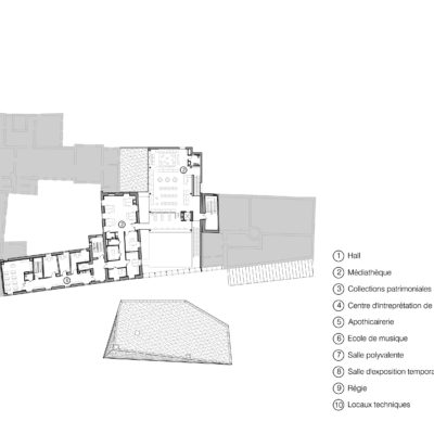 La Passerelle à Trévoux par Pierre Vurpas et Associés Architectes. Plan Niveau 2 400x400
