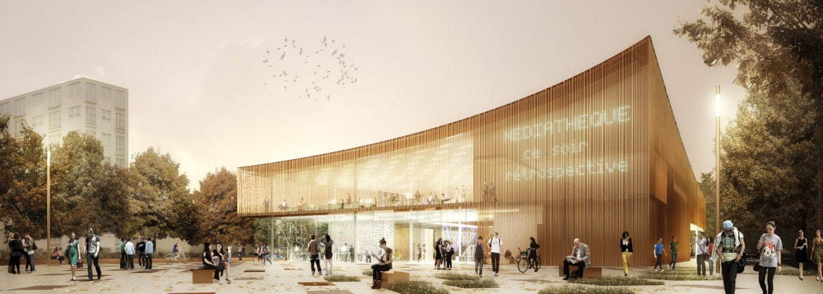 Médiathèque de Sainte Genevieve des Bois par archi5 et Calmm architecture Saintegenevievedesbois Mediatheque Vueparvis 1200x429