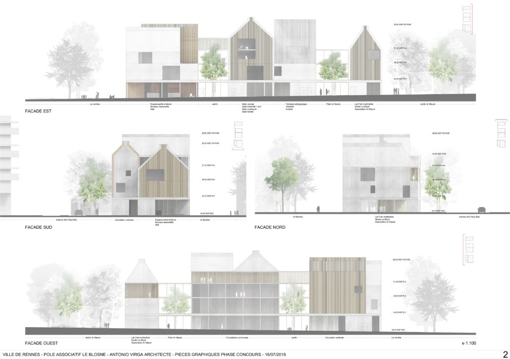 Pôle Associatif Le Blosne à Rennes par Antonio Virga Architecte Pole Associatif Blosne Rennes Virga Facades 993x700