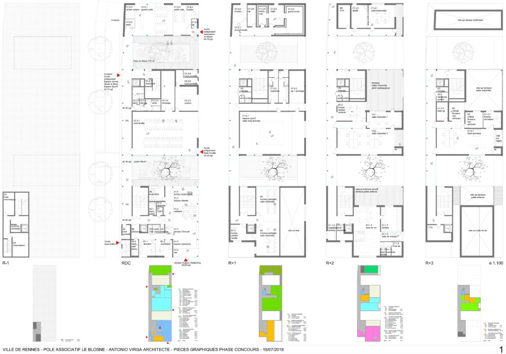 Pôle Associatif Le Blosne à Rennes par Antonio Virga Architecte Pole Associatif Blosne Rennes Virga Plans 1001x700