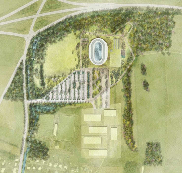Vélodrome du Grand-Duché du Luxembourg par Metaform et Mecanoo à Mondorf-les-Bains Velodrome Luxembourg Mondorf Les Bains Metaform Plans1 739x700