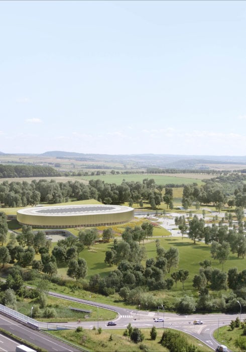 Vélodrome du Grand-Duché du Luxembourg par Metaform et Mecanoo à Mondorf-les-Bains Velodrome Luxembourg Mondorf Les Bains Metaform Visuel 2 490x700
