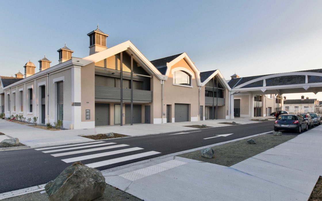 Reconversion d’une usine d’Allumette en logements sociaux à Trélazé par le Cabinet Latitude Immobilière Podeliha Allumetiere Trelaze Latitude Facade 1120x700