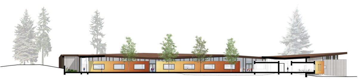 Groupe scolaire de la Fauconnière à Gonesse par Spirale Architecture Groupe Scolaire Fauconniere Gonesse Spirale Coupe AA 1200x267