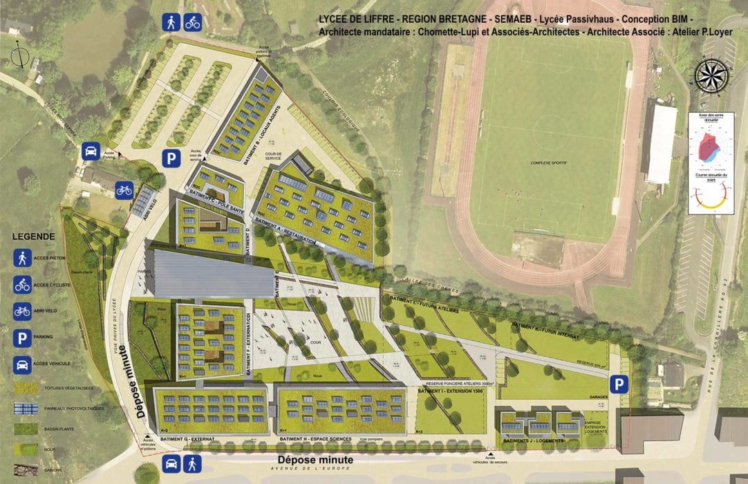 Lycée de Liffré par Chomette-Lupi et Associés - Architectes Lycee Liffre Chomette Lupi Plan Masse 1082x700