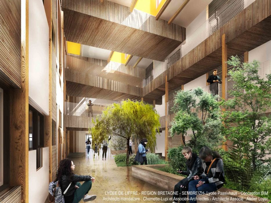 Lycée de Liffré par Chomette-Lupi et Associés - Architectes Lycee Liffre Chomette Lupi Rue Interieure 934x700