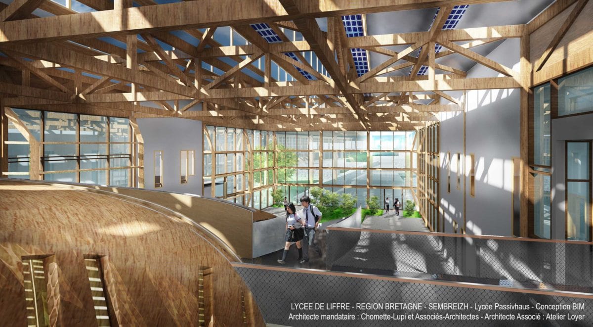 Lycée de Liffré par Chomette-Lupi et Associés - Architectes Lycee Liffre Chomette Lupi Vue Hall 1200x661