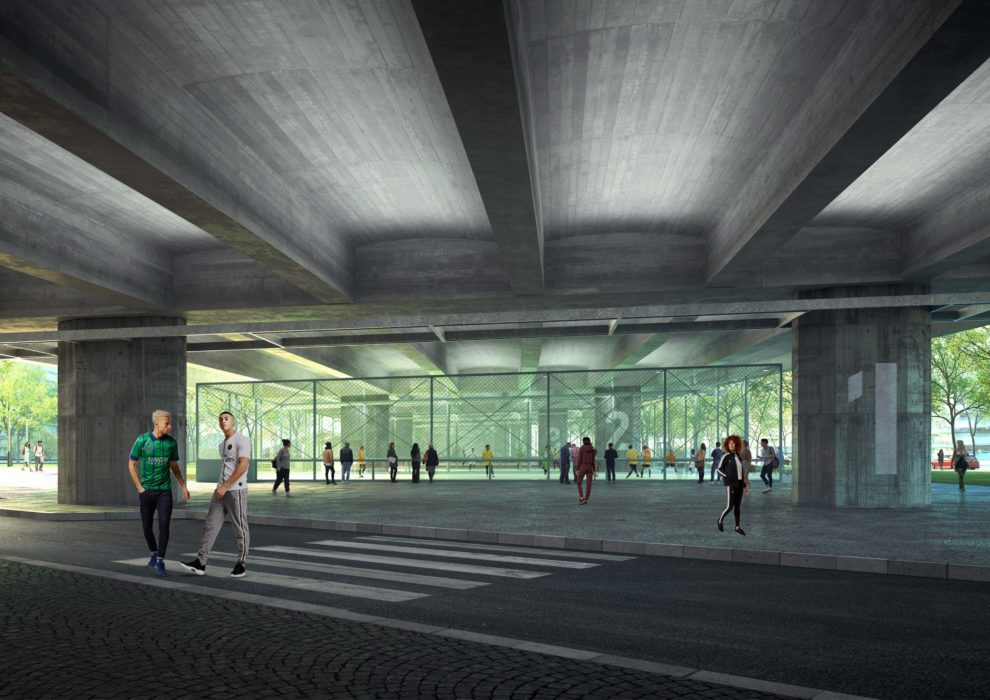 Dream va construire des terrains de foot sous le périphérique parisien. Dream Terrain Foot Porte Pouchet 1 990x700